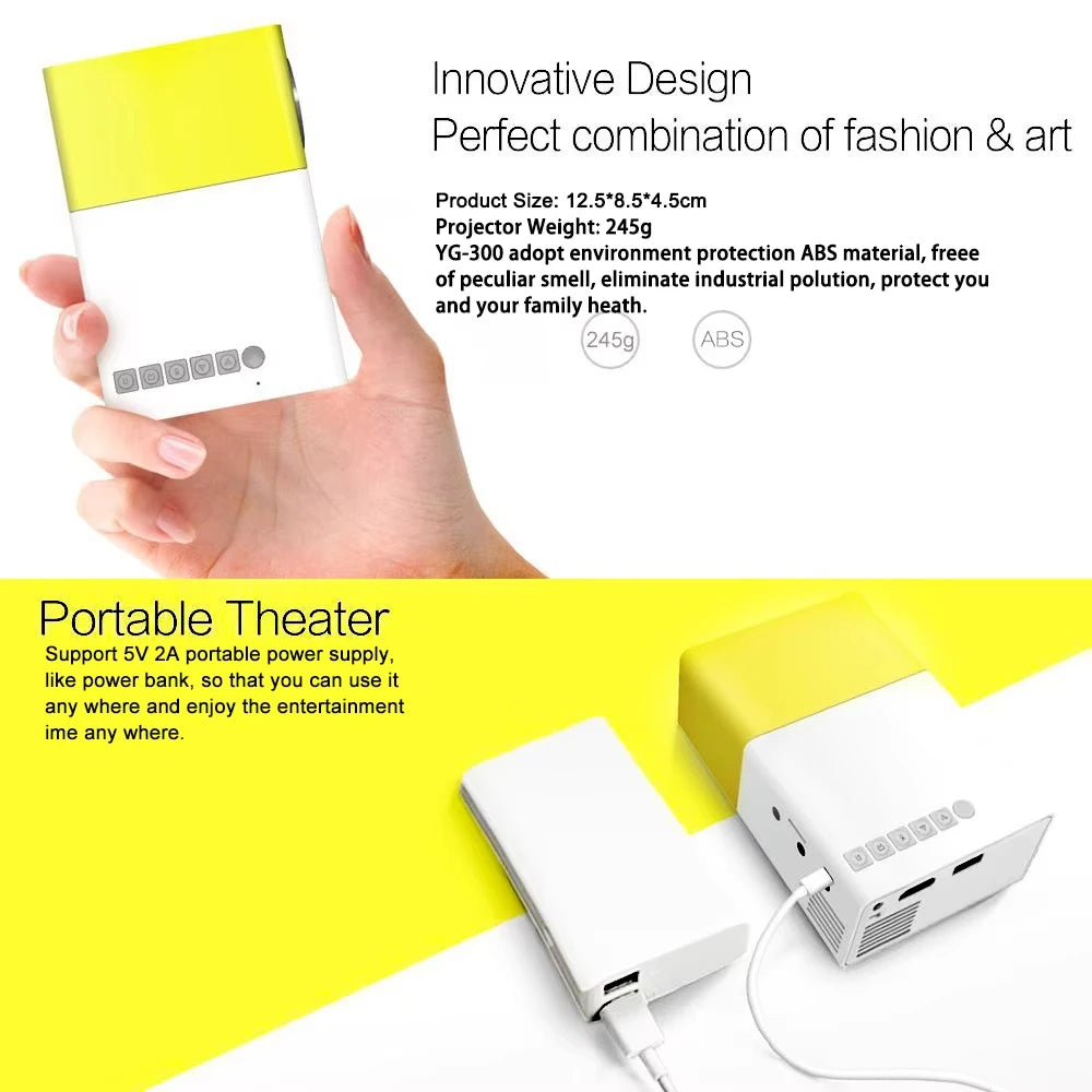 Pocket 3D Projector with Wifi | Mini Home Theater System 720P